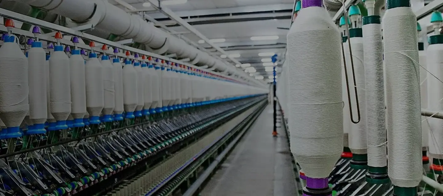 Textile processing line across a wide production floor